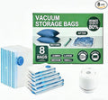 Vacuum Storage Bags with Electric Pump and Hand Pump,8 Pack Vacuum Seal Bags for Clothing,Space Saver Bags for Travel and Home(Jumbo 80 * 100)