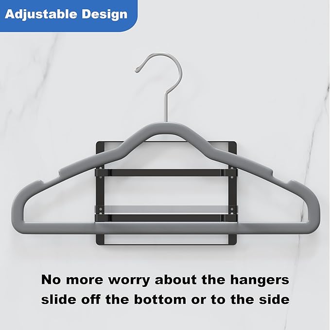 Thipoten Adjustable Metal Hanger Stacker, for Adults and Children, Holds up to 55 Velvet/Wire/Plastic Hangers, Space Saver for Closet/Laundry Room (Black, 2Pack)