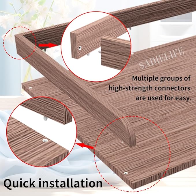 Washer Dryer Countertop Only, 27.5" x 27.5" Laundry Room Countertop for Folding, Washer and Dryer Countertop Single with Non-Slip Pads, Easy Install Washer and Dryer Topper with Edge Rails Walnut