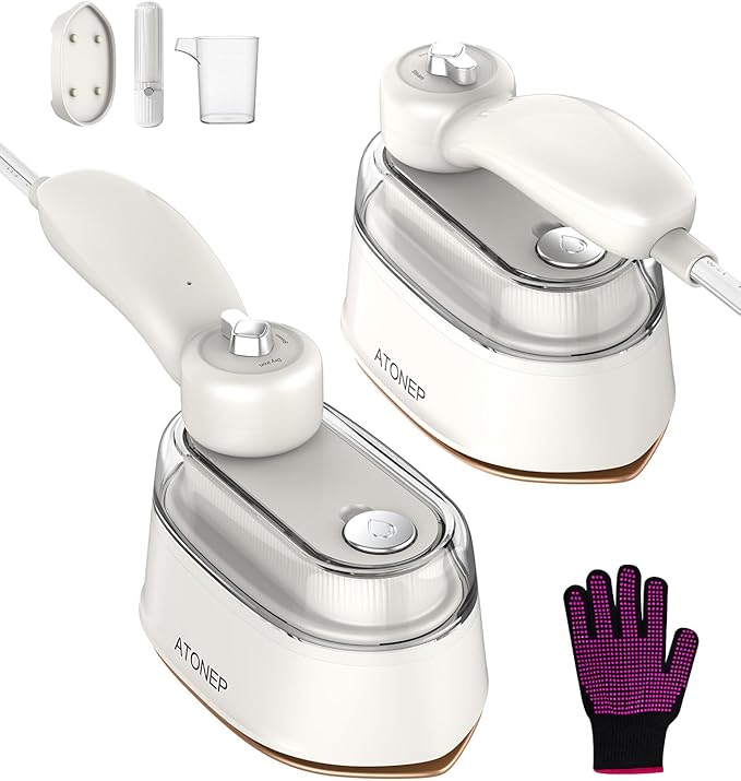 Garment Steamer for Clothes, 2-in-1 Steam Iron for Dress Shirts, Portable Handheld Travel Steamer, 1100W Rotatable 10S Heat Up for Travel Size Wrinkle Remover 110-120V