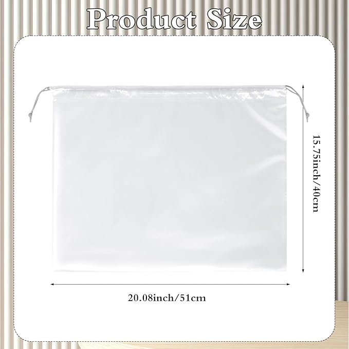 6Pcs Dust Bags for Handbags Portable Dust Cover Storage Bags with Drawstring Travel Storage Pouch for Handbags Purses Shoes Boots (White, 19.6 x 15.7 in)