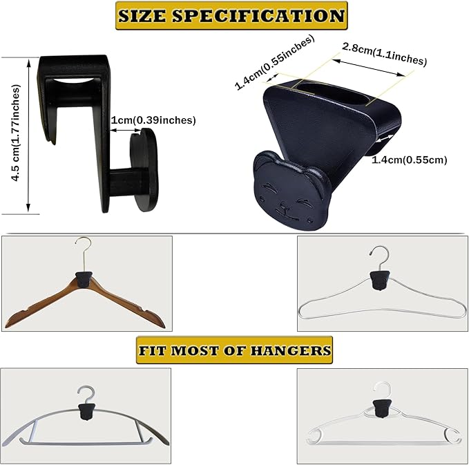 60PCS Space Saving Hanger Hooks, Clothes Hanger Connector Hooks, Heavy Duty Hanger Hooks Space Saver, Cascading Connection Hook, Bear-Shaped