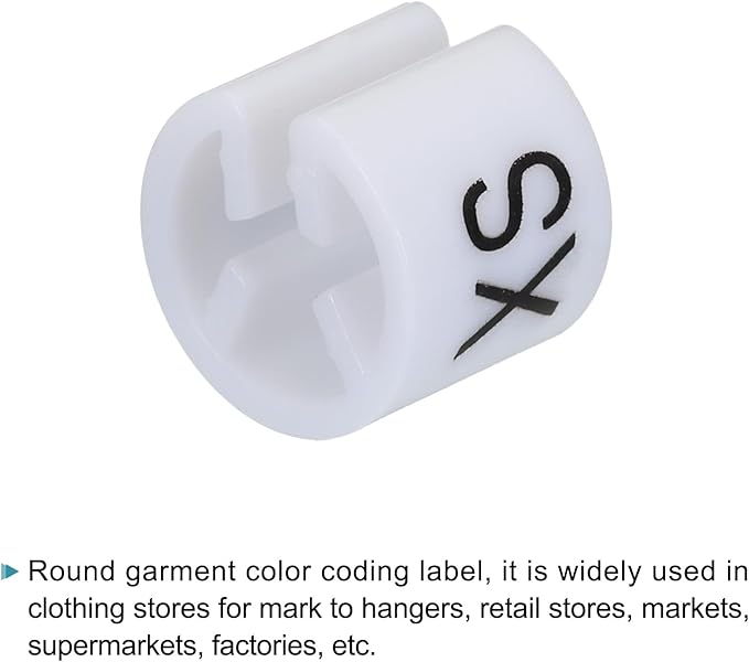 MECCANIXITY Clothes Hanger Marker XXS/XS/S/M/L/XL/2XL/3XL Size Tag White Fit 3.5mm Rod for Garment Clothing Color Coding, Pack of 160