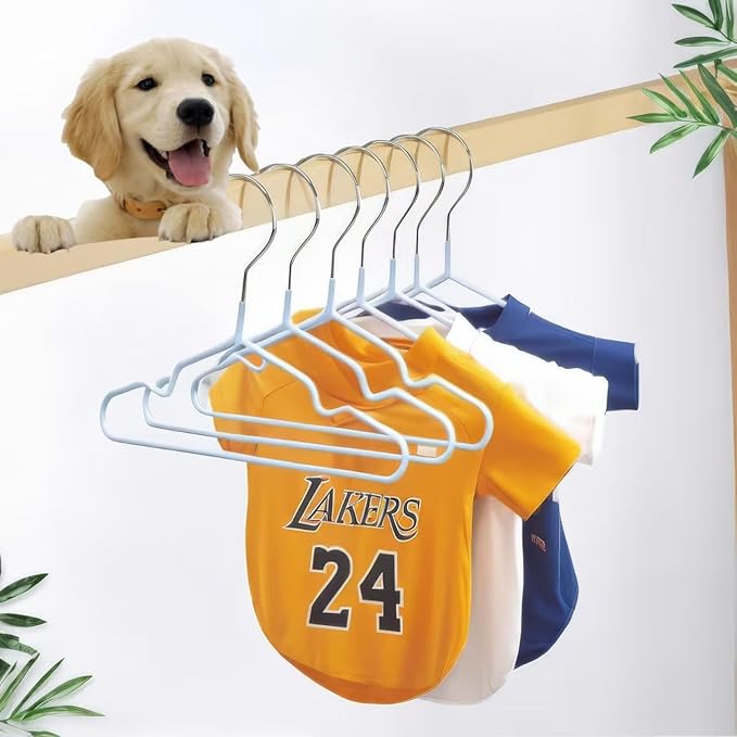 20PCS Dog Hangers: Dog Closet for Small Dogs Non-Slip Space Saving Hanger Doll Clothes Cat Outfits (Blue)