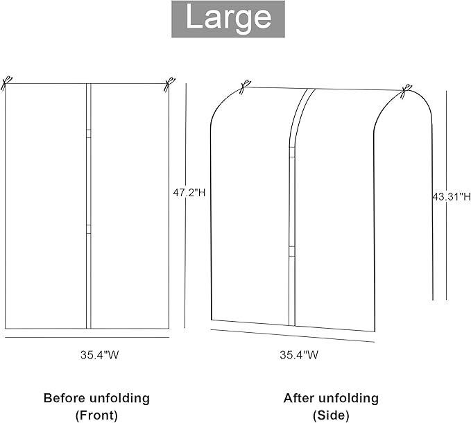 Clothes Rack Cover - Garment Rack Cover, Clothes Covers Protecting Dusts, Clear Garment Bags for Hanging Clothes, Closet Cover for Open Closet (Large - 43.3"W x 47.2"H)