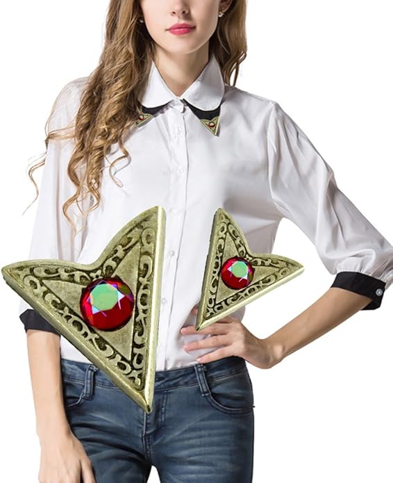Red Gem Collar Tips - Silver Finish - Western Collar Tip - Dress Shirt Collar Stays - Collar Stays for Men & Women