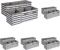 Amazon Basics Cube Organizer Storage Bins Handles,Collapsible Fabric,,10.5"x10.5"x11",White/ Light Grey Stripe,6 Count (Pack of 5)