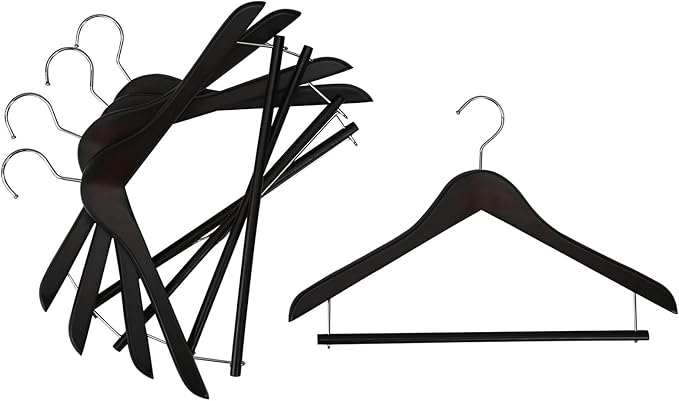 Sawafuji AWT-343-5P Clothes Hangers Brown Wooden Hangers Approx. Width 17.3 x Depth 0.6 x Height 10.6 inches (44 x 1.5 x 27 cm), Pack of 5