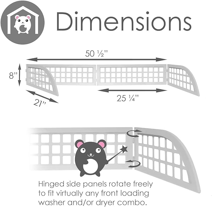 Haus Maus The Original Laundry Guard - Stop Laundry From Falling Behind Washer/Dryer - Invented by a US Mom - Made in NorthAmerica - Magnetic - Fits Most Front Loading Machines - Top of Fridge - White