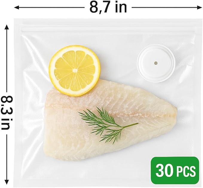 Compact Vacuum Sealer Bags,Reusable double zipper small vacuum storage bags.(8.3 * 8.7inch) 30pcs