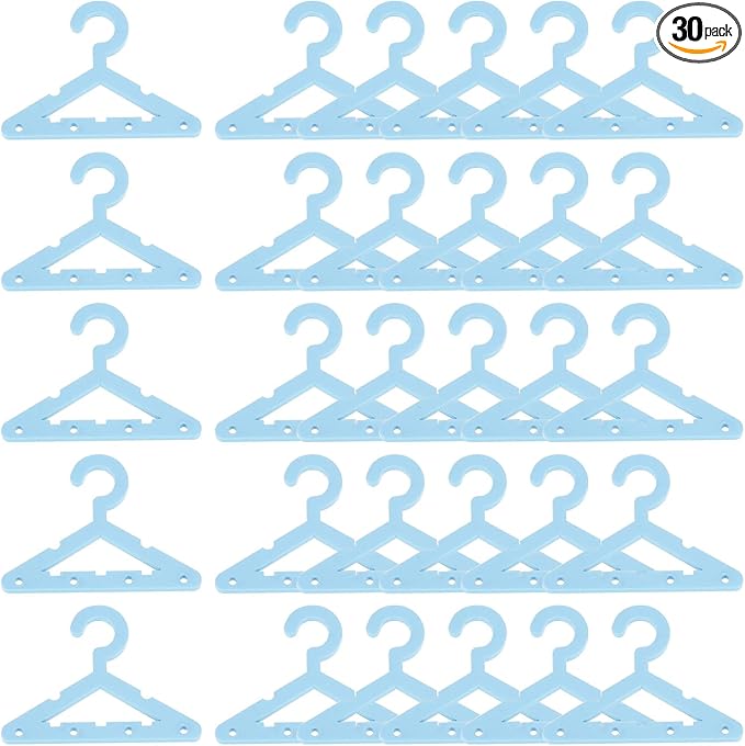 PATIKIL 30pcs Clothes Hanger Earring Holder, Mini Acrylic Coat Hangers Earring Hangers Hanger Rack Small for Earring Holder Organizer Stand Studs, Blue