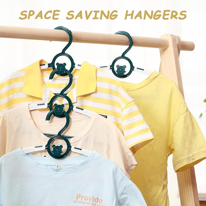 Anti-Slip Space Saving Heavy Duty Plastic Baby Hangers, Dark Green, 60 Pieces