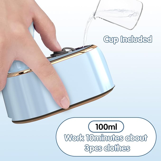 Travel Steamer Iron for Clothes - Portable Ironing Machine Small Size Portable Steamer Travel College Dorm Home Essentials (SkyBlue)