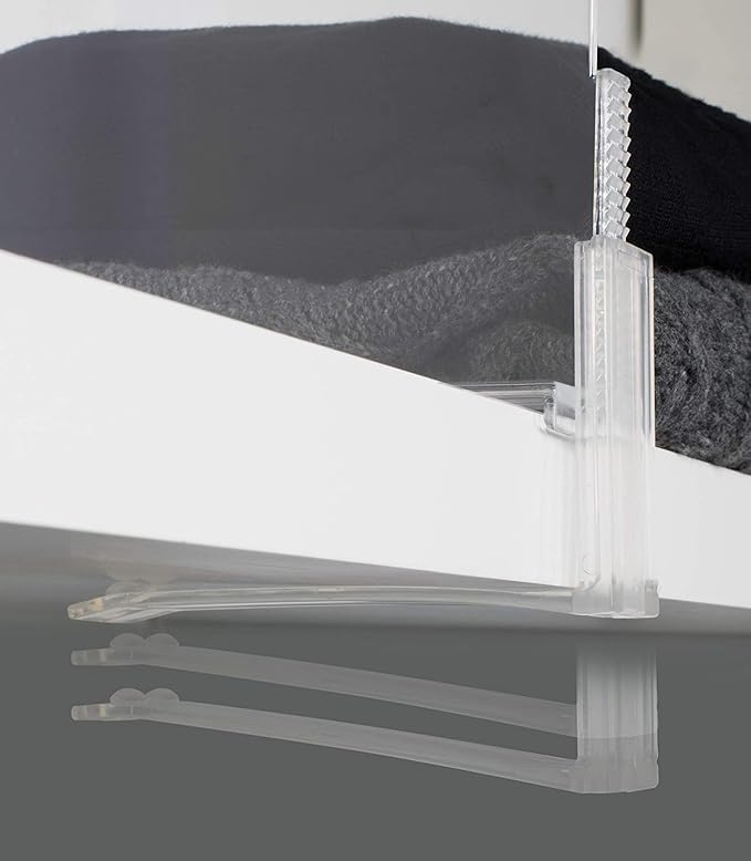 Richards Homewares Acrylic Shelf dividers 2 Pack- Closet Organizer and Storage for Purses, Sweaters, Clothes or Books - Clear Separators for Bedroom Kitchen Cabinets or Office Shelves