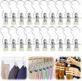 Clothes Pins Hanging Clips, 2025 Upgrade Space-Saving Clothespin Hat Pants Storage Hanging Travel Hook, Multifunctional Hanger Hooks Anti Rust Clips for Clothes (20, Cream)