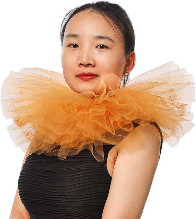BLESSUME Victorian Retro Mesh Neck Ruff Ruffle Collar Layered Clown Neck Collar