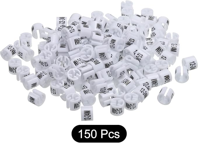 MECCANIXITY Clothes Hanger Marker (12-24M, White) Colored Hanger Sizer Garment Markers Tag, Pack of 150