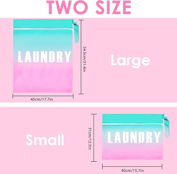 2 Pcs Large Travel Laundry Bags - Waterproof Wet Dry Bags for Gym Clothes, Swimming, Yoga