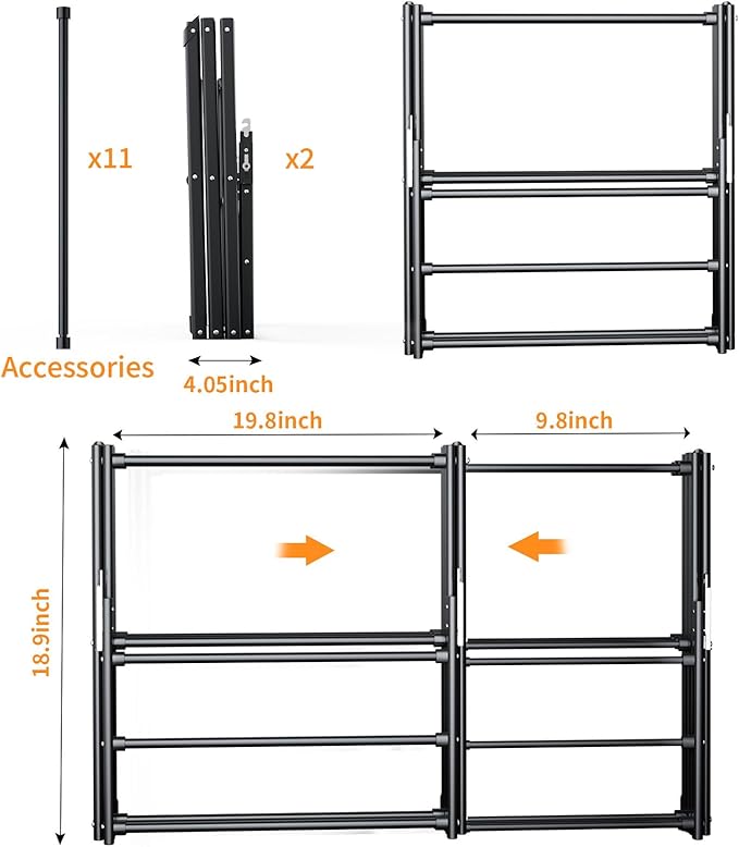 3 Tier Clothes Drying Rack, Foldable Drying Rack Clothing,Indoor & Outdoor Laundry Rack for Drying Clothes,Space-Saving Design, Metal Collapsible Dryer Racks for Laundry,Pure Black