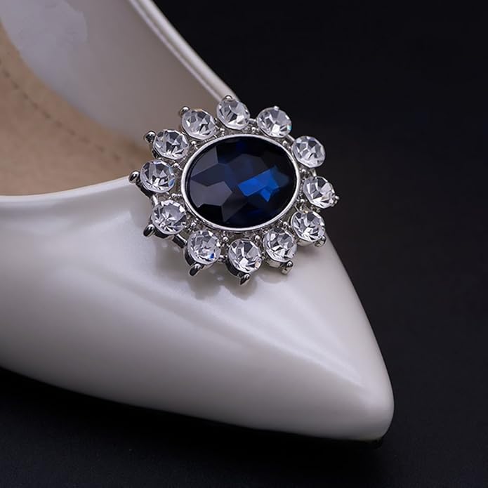 Ruihfas 2Pcs Sparkly Removable Oval Egg Shape Crystal Shoe Clips Accessories for Women Bride Wedding Prom Party Shoes Decoration