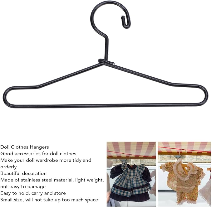 10Pcs Metal Doll Clothes Hangers, Doll Dress up Storage Clothes Organizer Rack, Doll Hangers Accessories (65mm)