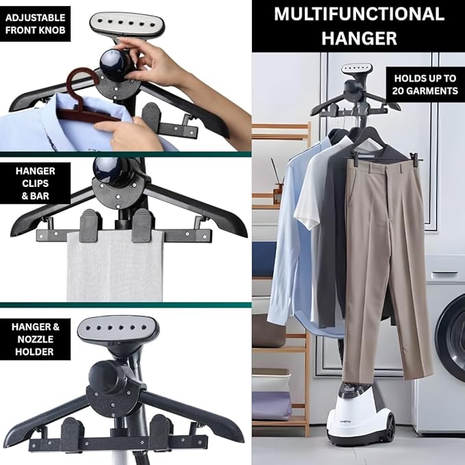 True & Tidy® Commercial Garment Steamer – Heavy Duty 1800W for Home & Commercial Use, 90+ Min Continuous Steam, Large 3L Tank, Wheels, Smart Auto-off Safety