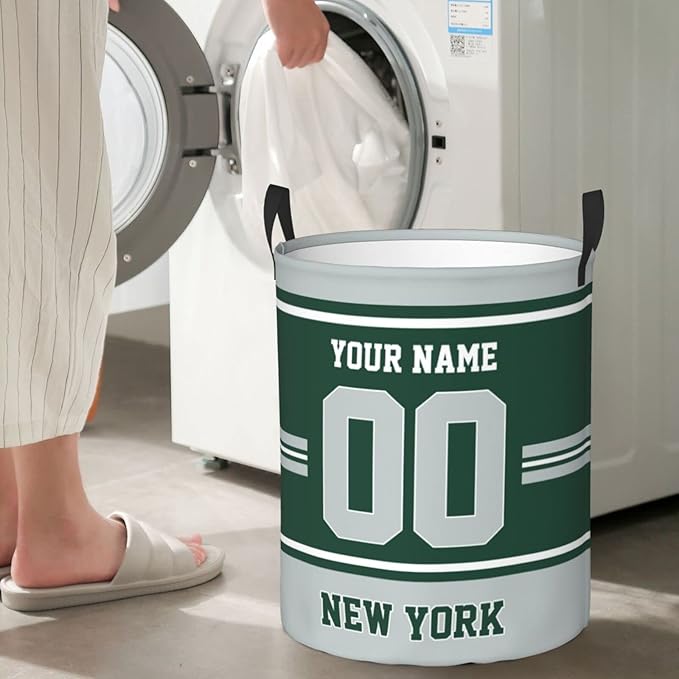 New York Laundry Hamper Personalized Laundry Basket Customized Name And Number Collapsible Storage Basket for Bedroom Bathroom Living Room Gifts
