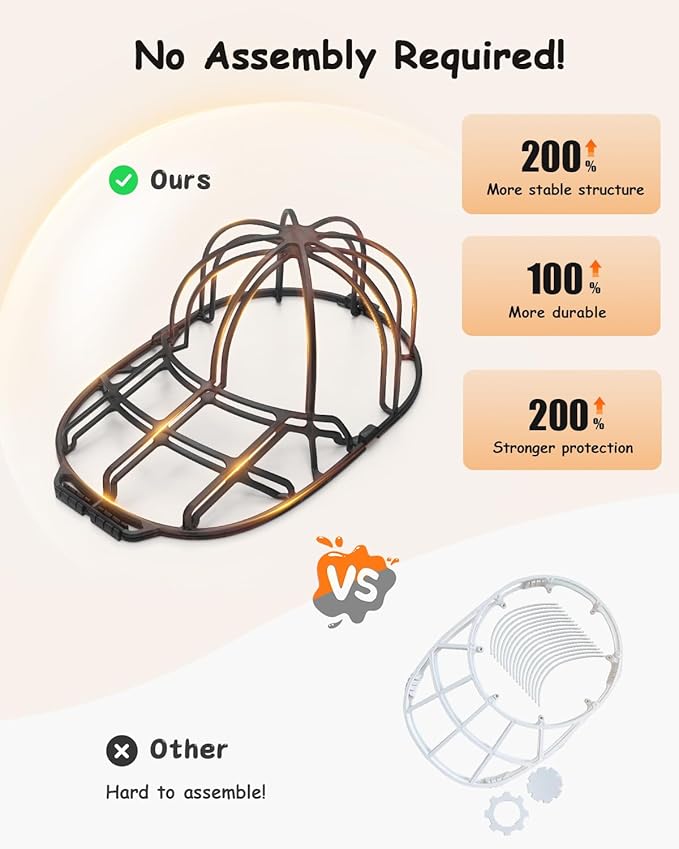 XQXA Hat Washer Cage - No Assembly Needed Hat Cleaner | Perfect Fit for Adult and Kids Hats | Ideal for Baseball Caps | Safe for Dishwasher and Washing Machine | Black | 1-Pack