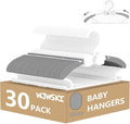 Kids Hangers for Closet, 30 Pack Baby Clothes Hanger, Adjustable Toddler Hangers for Boy Nursery, Cascading Plastic Perchas for Newborn Babies Children Infant, Space Saving Perchas Bebés, Grey