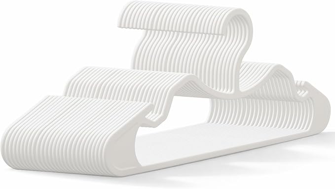 LemonRoad 50 Pcs Plastic Short Neck Hangers, Anti-Slip Space Saving Hangers for Shirts Pants Clothes Smooth, Not Velvet