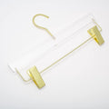 HomeCube USA Clear Acrylic Clothes Hanger with Gold Hooks & Clips – Heavy Duty Organizer for Skirts, Pants & More – Elegant Lucite Design for Closet, Home, Boutique & Retail Use