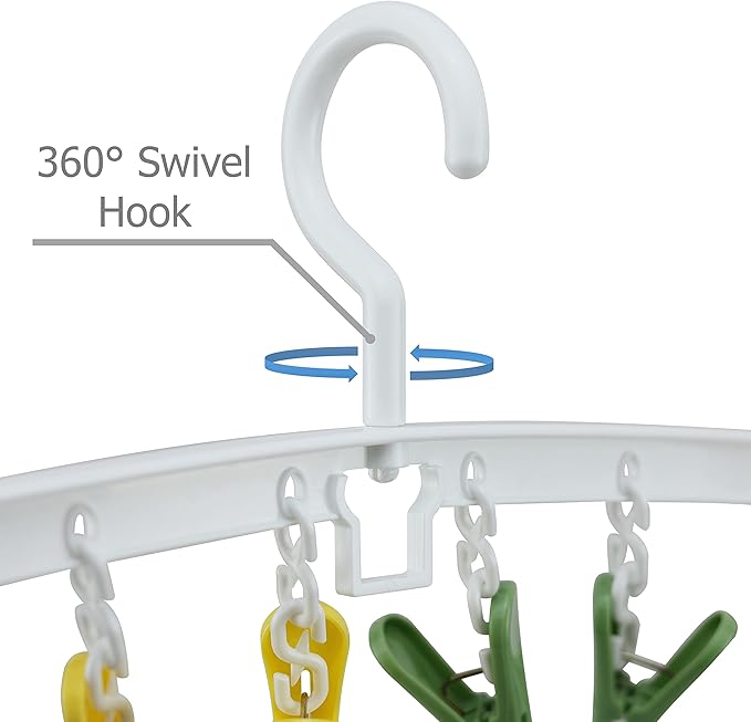 EIKS 2 Pack Hanger Drying Rack with 8 Clips for Drying Socks, Bras, Towel, Underwear, Scarf, Hat, Apply for Home Outdoor Travel Portable