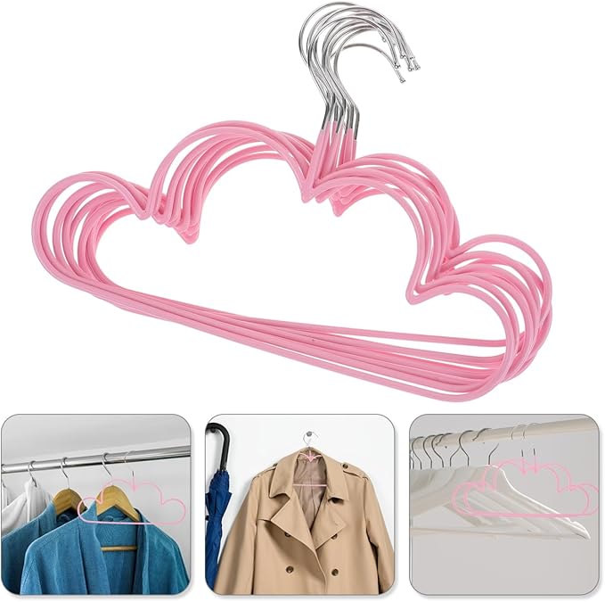 Heavy Duty Non-Slip Metal Clothes Hangers 10-Pack Cloud Shape Kids Hangers Space Saving Closet Organizer for Wet and Dry Clothes