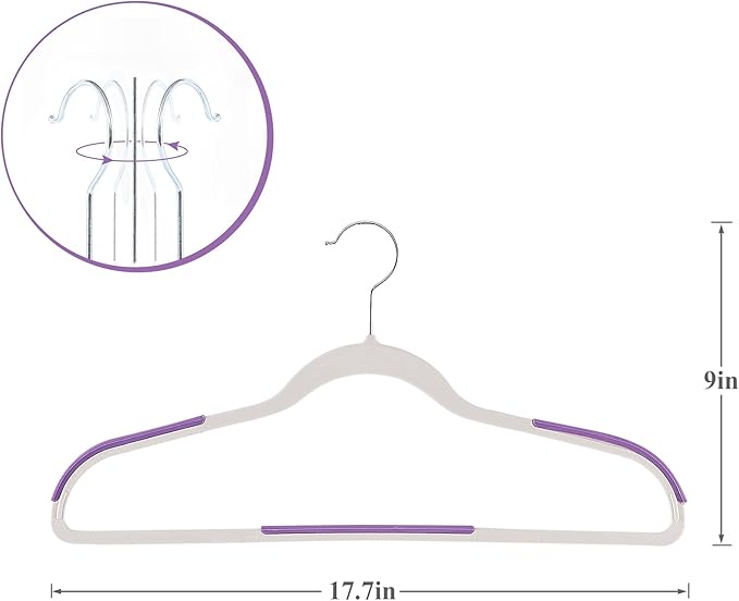 VECELO 25 Pack Clothes Hangers, Non-Slip Plastic Coat Hanger, 360°Swivel Hook & Space Saving for Bedroom Closet, Great for Shirts, Pants, Excellent Heavy Duty