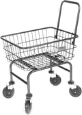 Rolling Laundry Cart with Wheels, Metal Wire Basket, Heavy Duty Utility Cart (Grey)