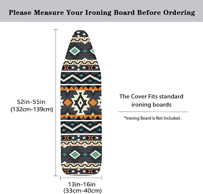 SEANATIVE Ethnic Tribal Ironing Board Cover Stretchy Adjustable Ironing Board Replacement Sleeve Thick Stain Resistant Cover with Padding 54 x 14 Inch,Green