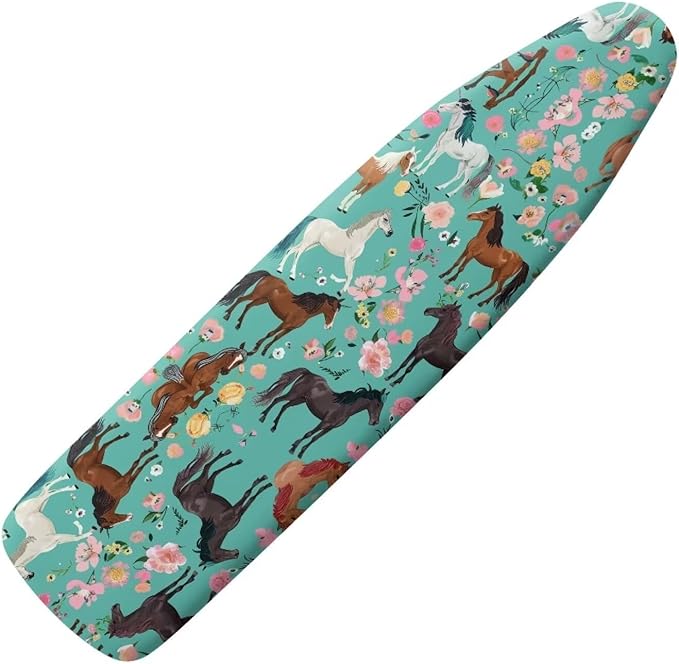 Flashideas Green Shredded Horse Ironing Board Cover and Pad Standard Size Ironing Board Cover and Pad Ventilate Extra Wide Ironing Pad for Table Modern Design, CZA12