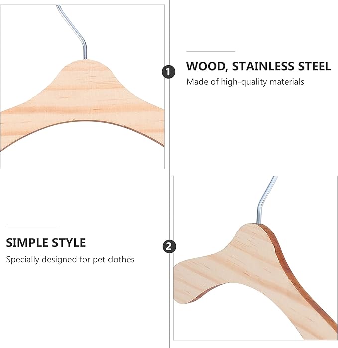 Dog Clothes Hangers:Wooden Pet Clothes Hangers Small Clothing Holder for Pet Dog Cat Clothes Organizer