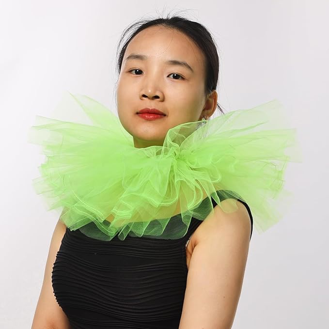 BLESSUME Victorian Retro Mesh Neck Ruff Ruffle Collar Layered Clown Neck Collar