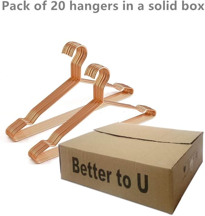 17 Inch Metal Clothes Hanger 20 pack, 4.0mm Heavy Duty Shirt Blouse Hanger for Coat Suit Bridal Boutique, Space Saving Slim Wire Hanger for Camisole Trousers Wedding Dress（Matte Rose Gold）
