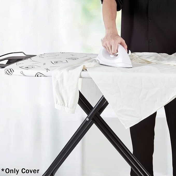Seiritex Extra Wide Ironing Board Cover and Pad 18 x 54 inch Heat Reflective with Hook and Loop Fasteners, Thick Padding with Elasticized Edges, 3 Layers Iron Board Cover (White)