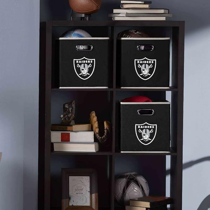 Franklin Sports NFL Storage Bins - Collapsible Cube Container + Basket - NFL Office, Bedroom + Living Room - 11"x11"
