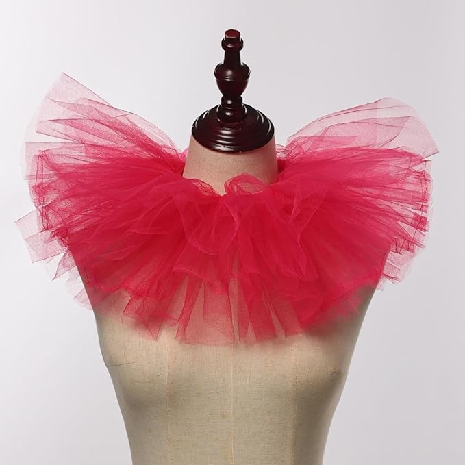BLESSUME Victorian Retro Mesh Neck Ruff Ruffle Collar Layered Clown Neck Collar