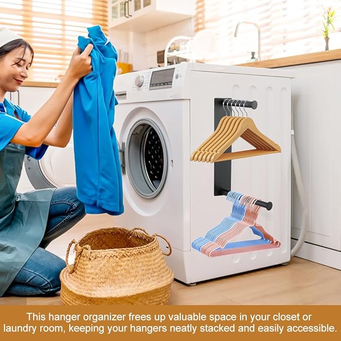 Hanger Organizer Stacker, Magnetic Hanger Storage Holder, Hanger Stacker for Closet Laundry Room, Closet No Punch Space Saving Magnetic Hanger Storage Organizer