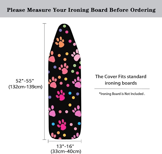 Flashideas Dog Paw Prints Ironing Board Cover and Pad- 52" x 13" Iron Board Cover Fits Standard Size, Iron Board Cover Accessories