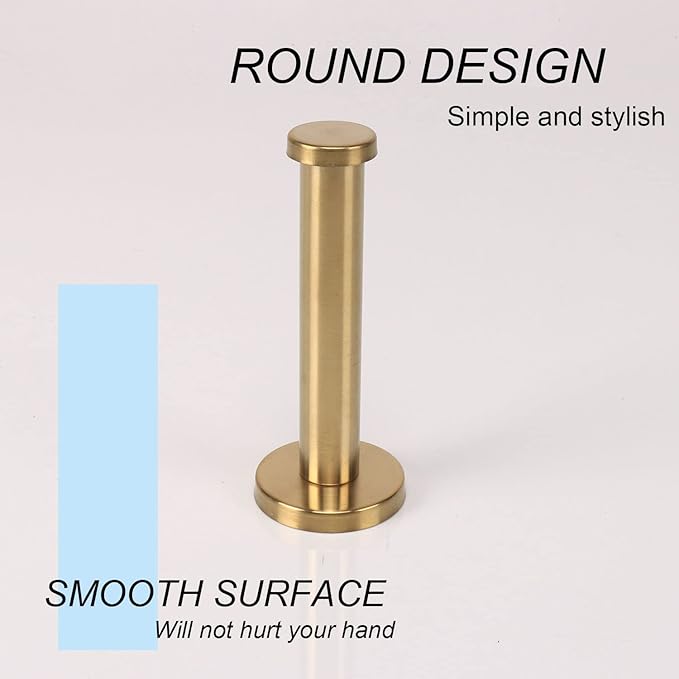 Bath Towel Hooks, 6 Pack Round Coat Hooks, Sturdy Wall Mounted Robe Hook, SUS 304 Stainless Steel Heavy Duty Clothes Hanger, Wall Towel Hooks for Bathroom Bedroom Kitchen (4 in, Gold)