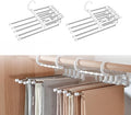 5 in 1 ABS Foldable Hangers (Pack of 1) - Multi-Purpose Clothes Hanger - Stainless Steel & ABS Plastic - Powder Coated - Multicolour - Space Saving, Foldable, Multi-Layer