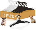 12Pcs Dog Clothes Hangers for Small Dogs & Cats, 7 Inch Non-Slip Durable Plastic Pet Hangers for Chihuahua/Maltese/Yorkie Outfits, Black & White Mix
