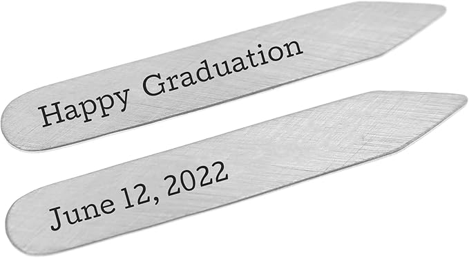 Personalized Graduation Collar Stays - Gift for Him - Metal Collar Stiffeners