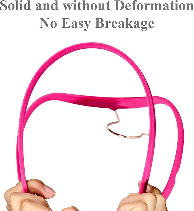 VECELO Premium Velvet Clothes Hangers Suit Heavy Duty (50 Pack)-Non Slip & Space-Saving with 6 Finger Clips & Tie Rack Excellent for Men and Women,Rose